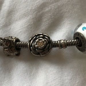 Discontinued Pandora blooming rose champagne charm